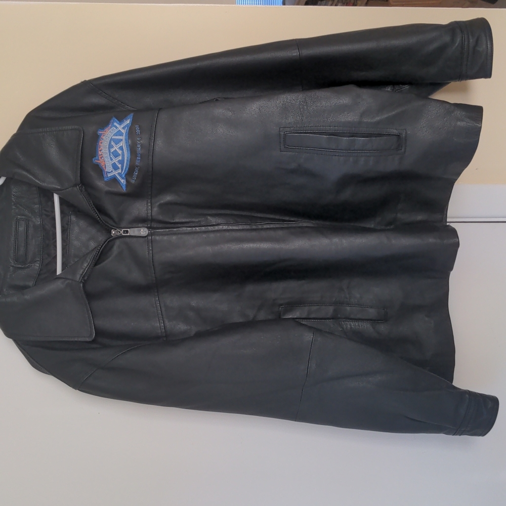 Super Bowl XXXIX (39) NFL Official Leather Jacket Eagles v. Patriots 2005 Large